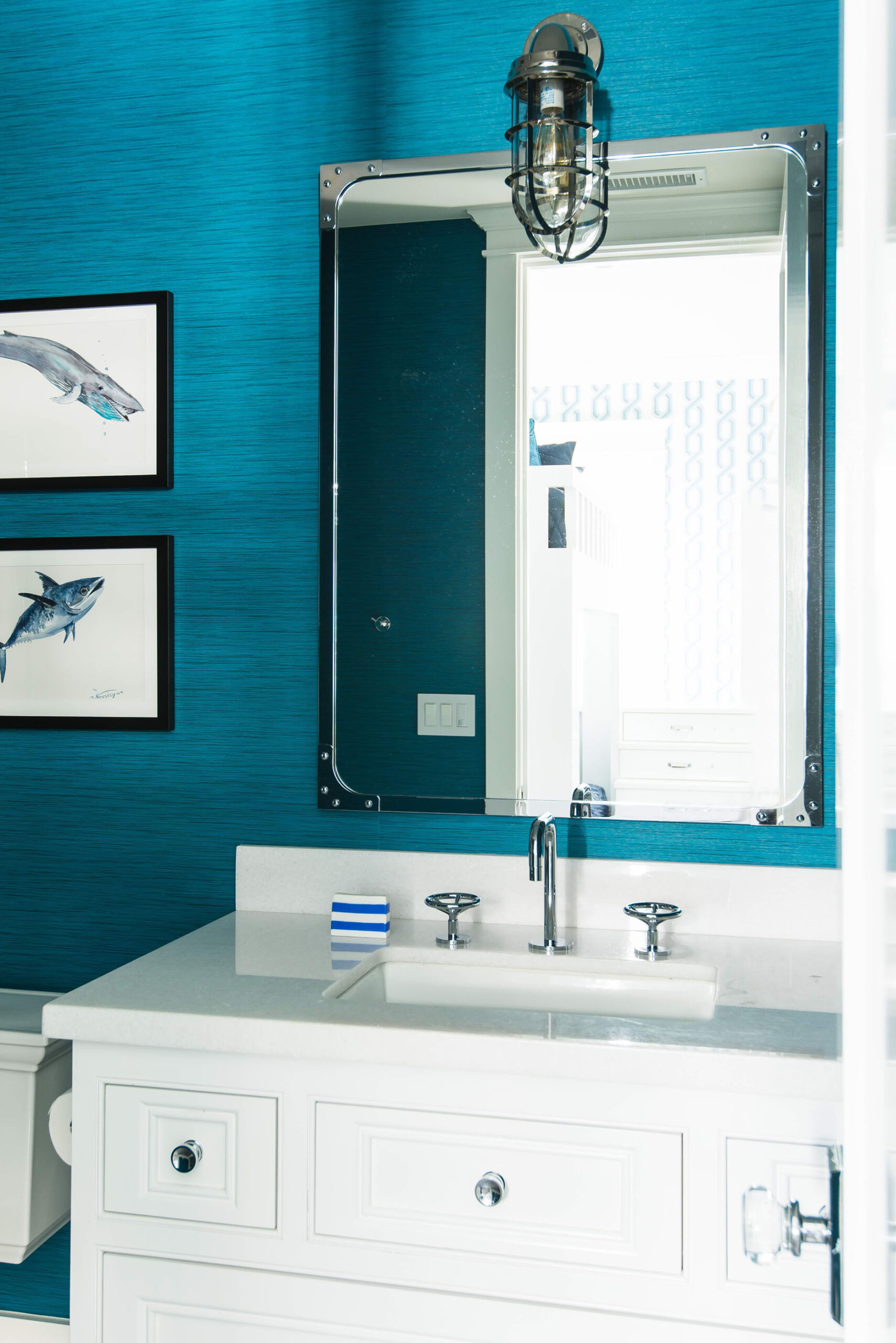 Blue Walpaper Bathroom Melissa Morgan Design 1 Scaled