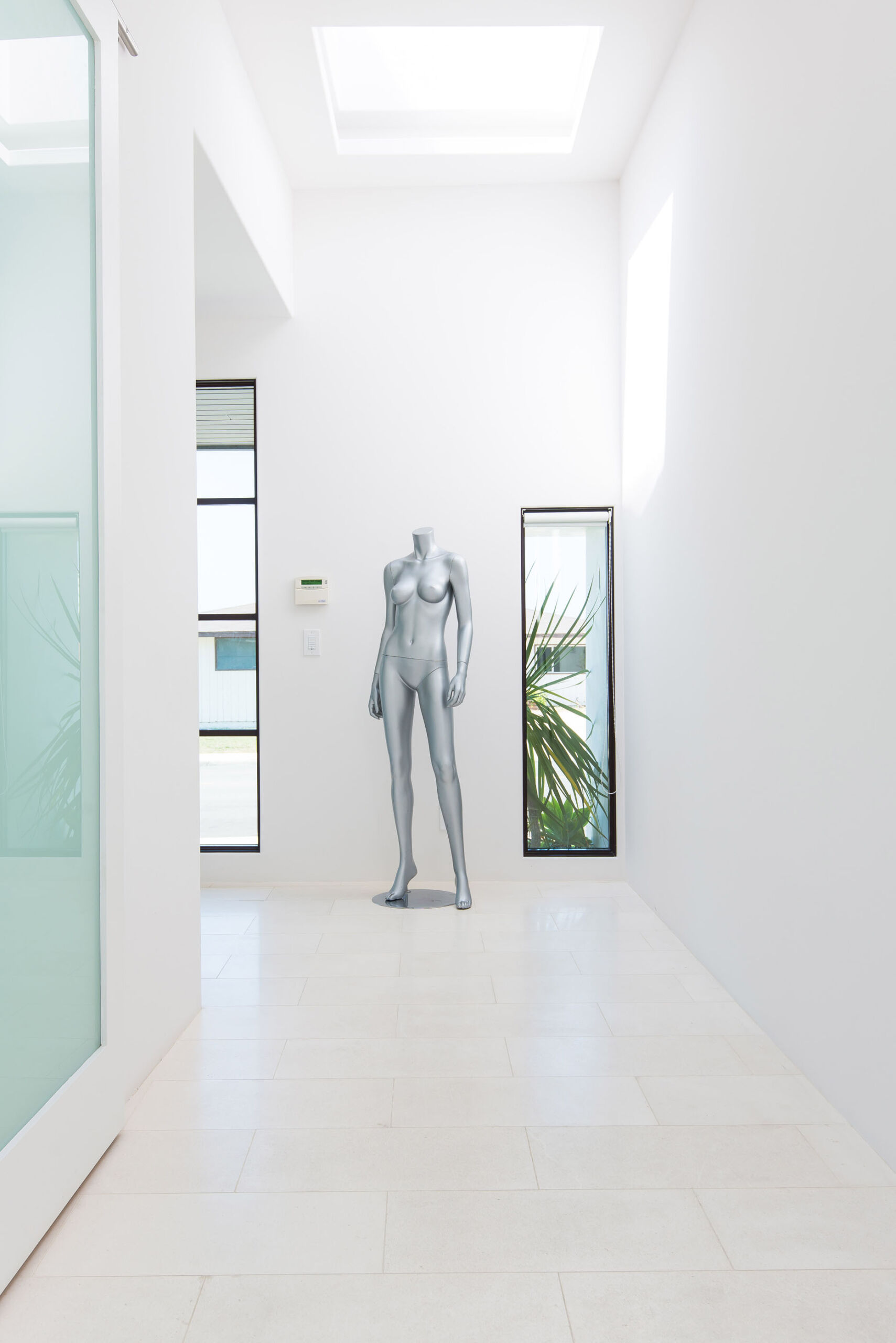 Contemporary Hallway Manikin Glass Barn Door Melissa Morgan Design Scaled
