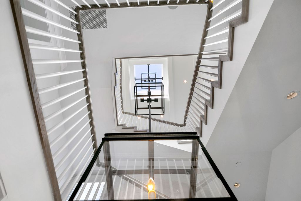 Spiral Staircase Wood Flooring White Light Melissa Morgan Design
