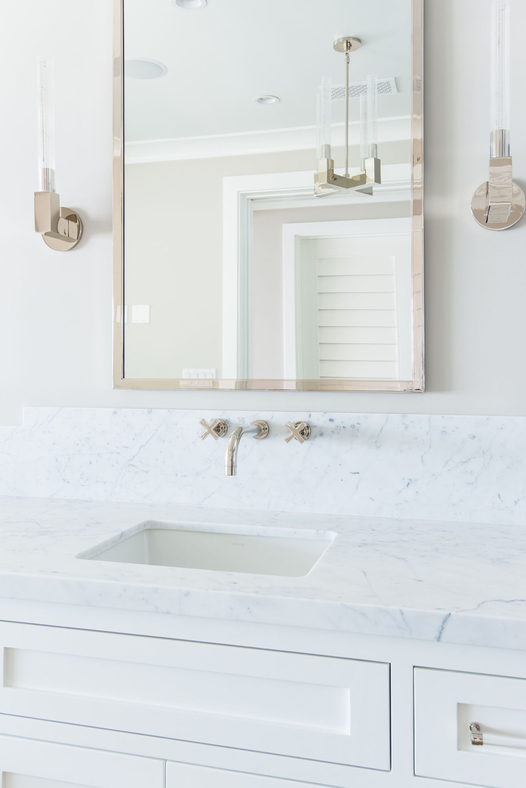 Bathroom Marble Restoration Hardware Modern Chrome Mirror Melissa Morgan Design Scaled